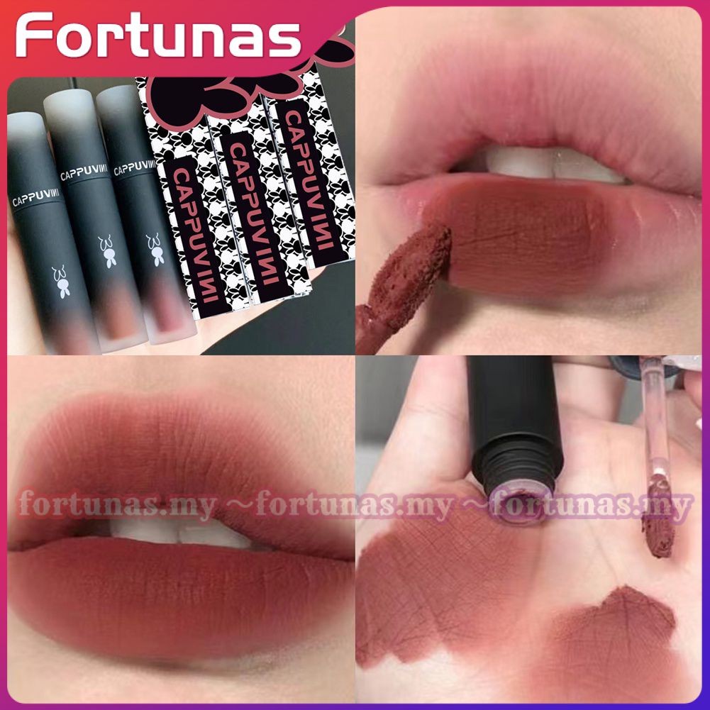 Cappuvini Black Rabbit Lipstick Velvet Matte Nude Lip Gloss Waterproof