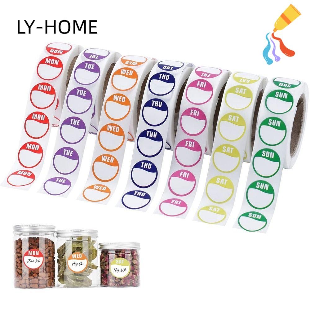 LY-HOME Week Stickers, Paper 500 Pcs Date Stickers, Self-Adhesive Food ...