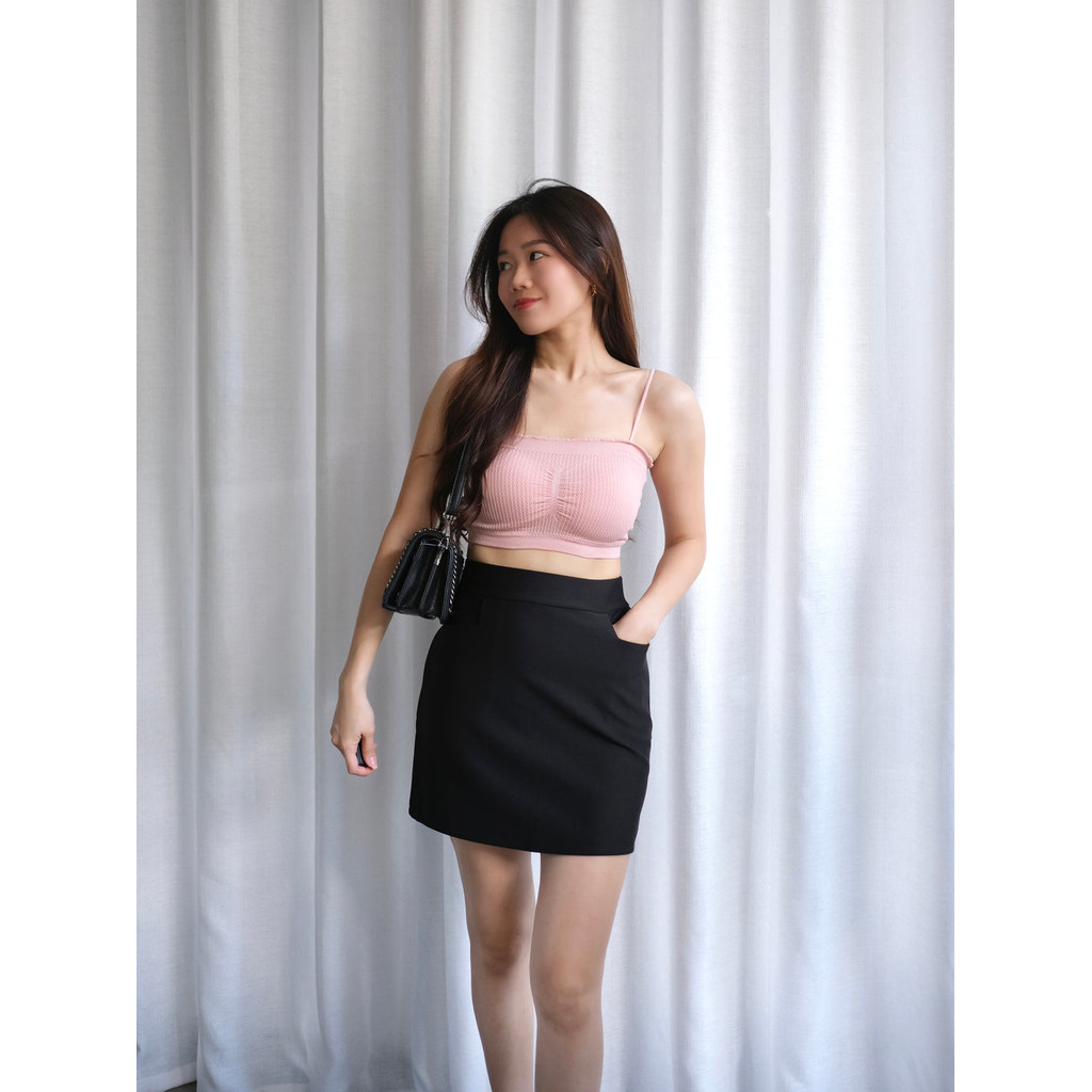 ACEWIN Black High Waist Stretch Mini Skirt with Inner Shorts Size S XL 601274 Shopee Malaysia