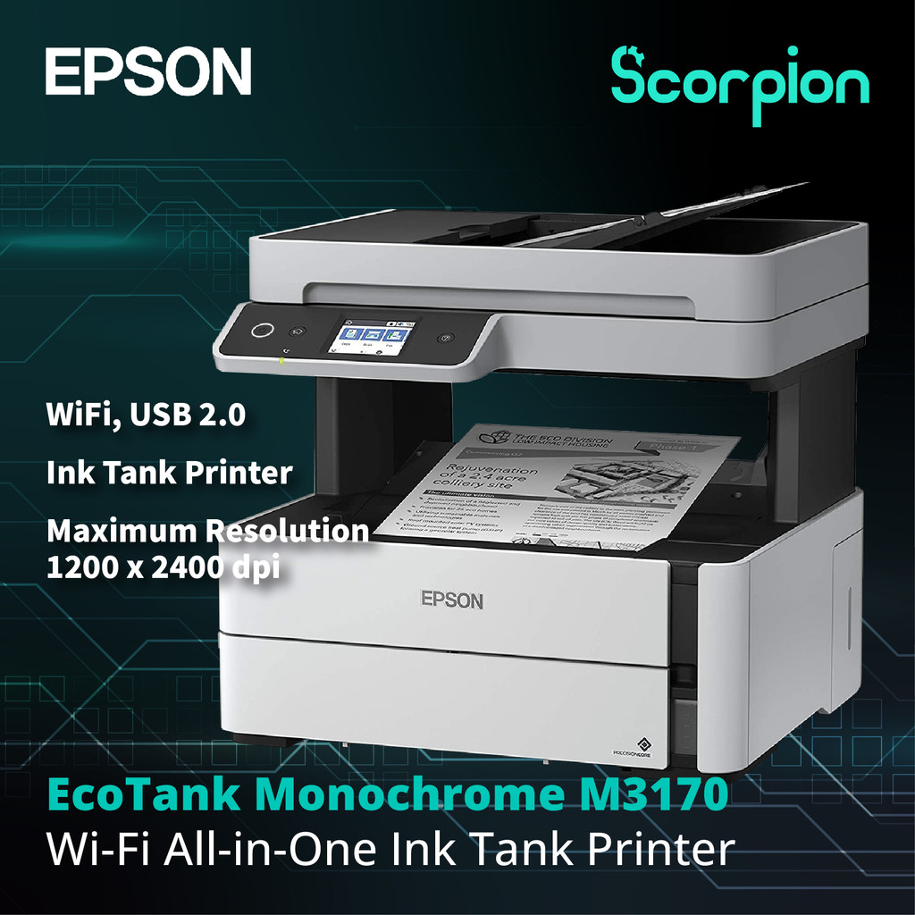 Epson EcoTank Monochrome M3170 Wi-Fi All-in-One Ink Tank Printer ...