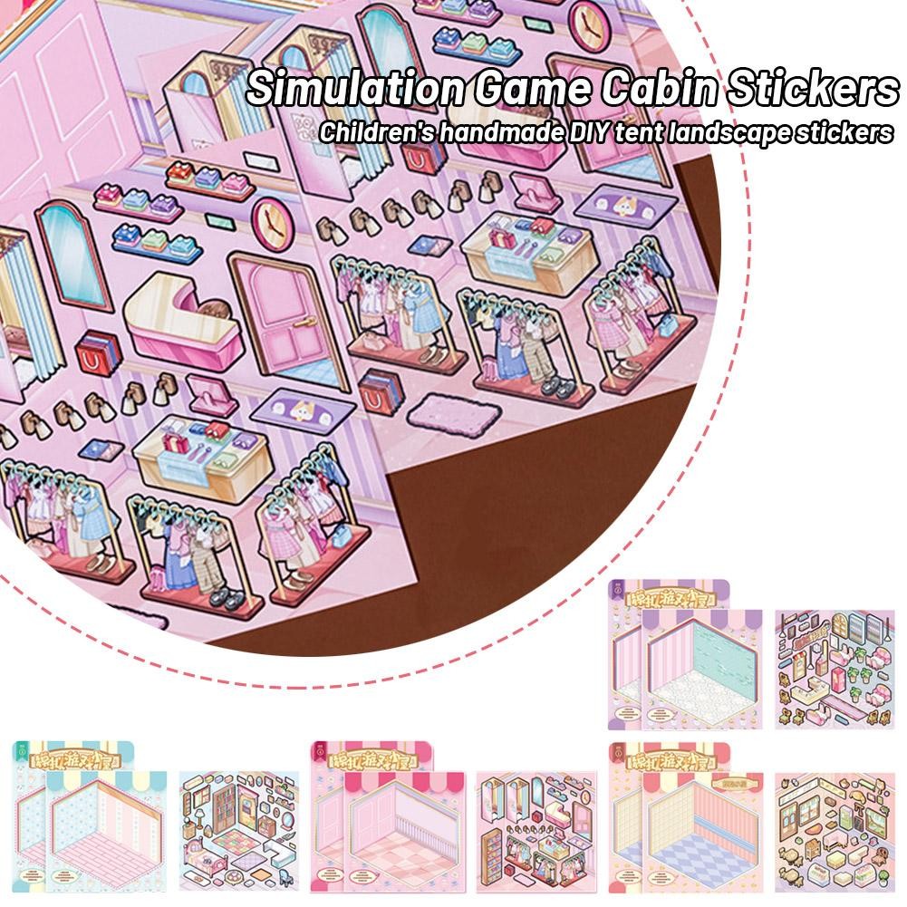 Cartoon Miniature Scene 3d Landscaping Stickers Visual Gift Stacking ...