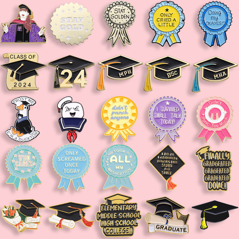 25 Types of Bachelor’s Degree Cap Series Lapel Pins As Gifts for ...