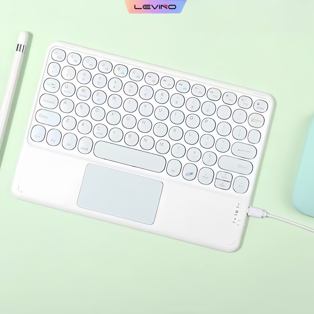 Universal Touchpad Keyboard Wireless Bluetooth Round Key Cap Retro ...