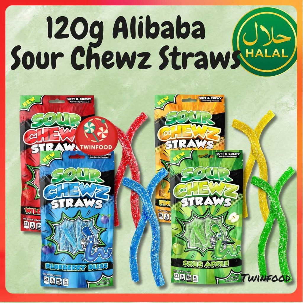 120g Ali SOUR CHEWZ STRAWS chewy candy fruits Gula Gula Kunyah (TF ...