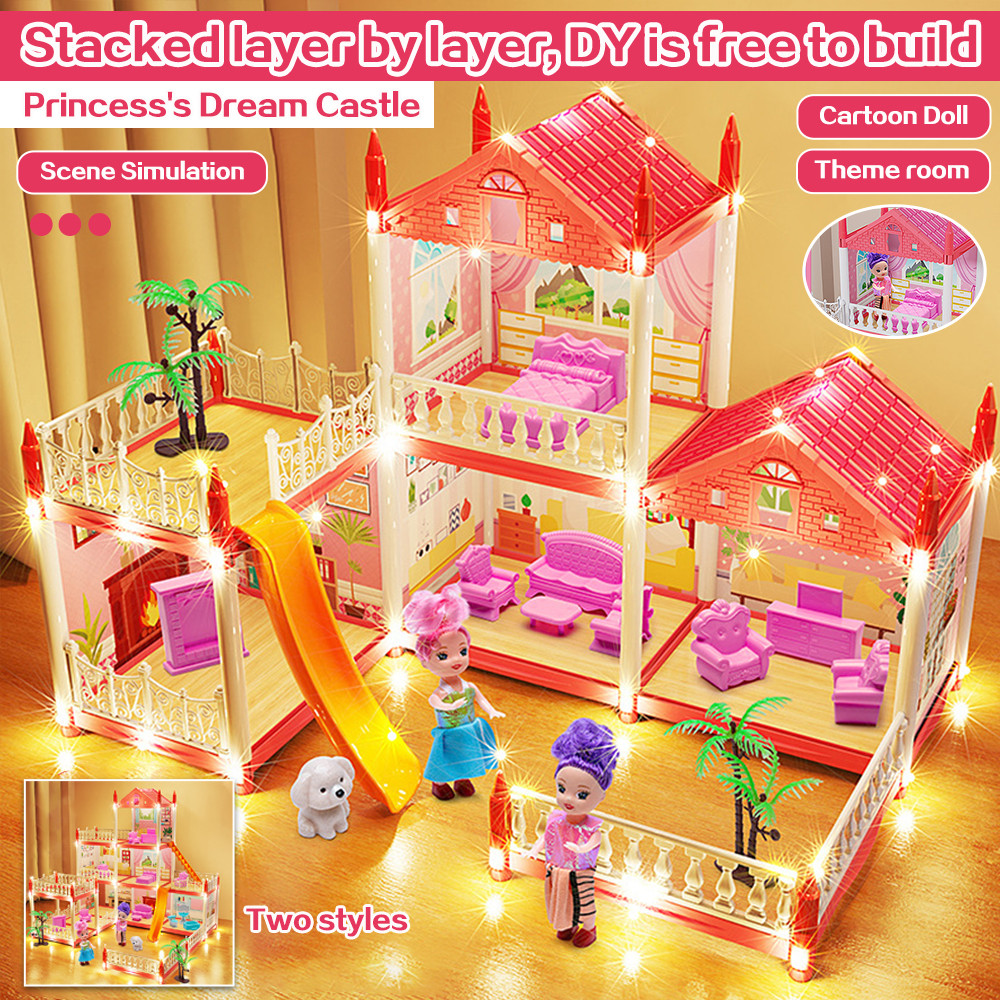 DIY Led Miniature House Girls Pretend Play Set Princess Villa Dream ...