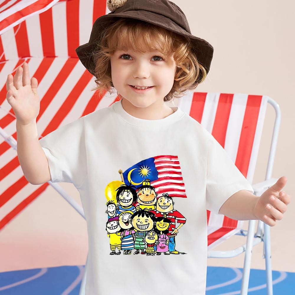 Malaysia Merdeka Pattern Children's Fashion Short Sleeves Independent ...
