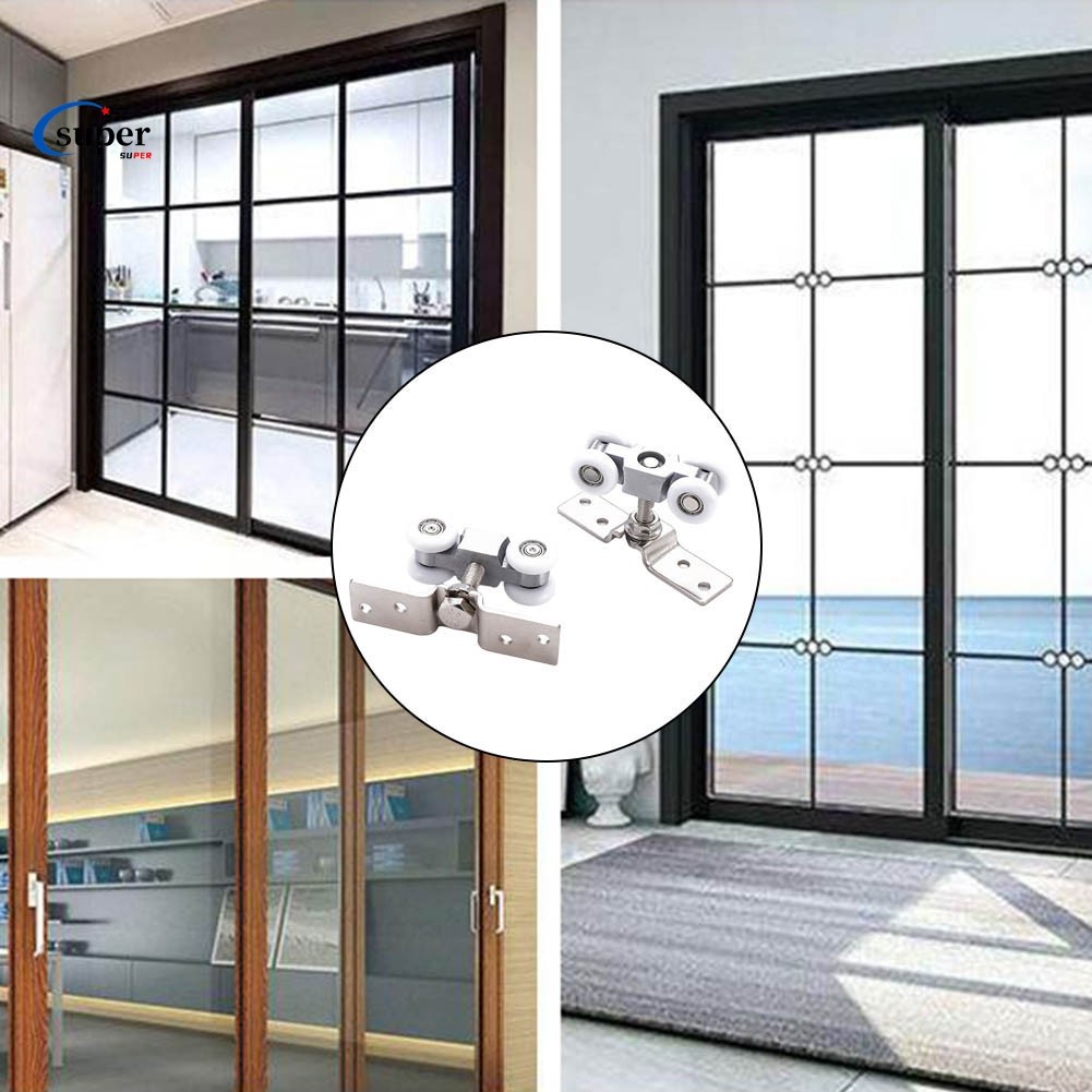 1 Pair Door Track Rail Hanging Rail Glass Door Guide Mute Push And Pull ...
