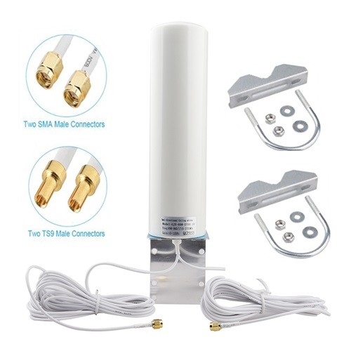 4G LTE 12dBi SMA/TS9 Male Dual Connector Omni-directional Antenna ...