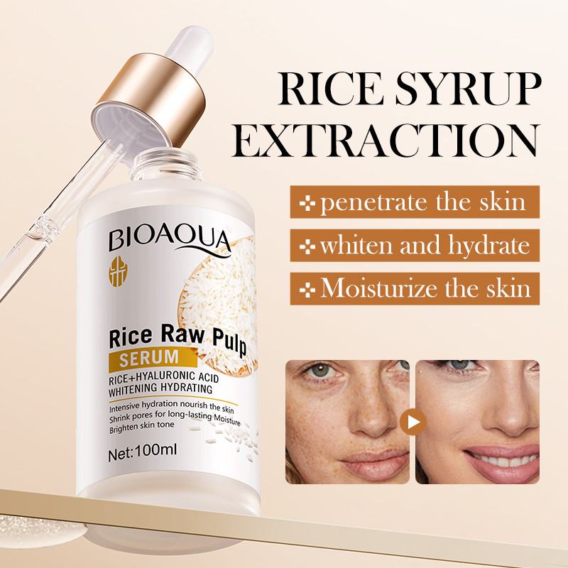BIOAQUA Rice Raw Pulp Serum Hyaluronic Acid Whitening Intensive ...