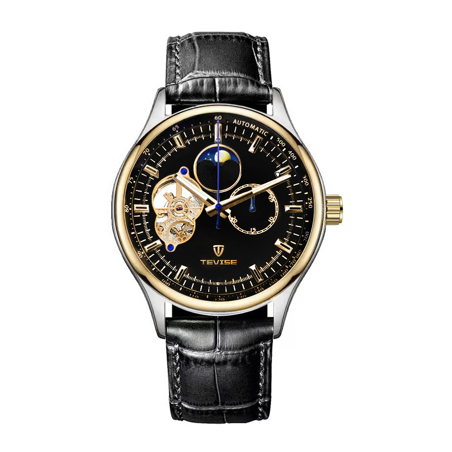 TEVISE 9827 Skeleton Automatic Watch - Business Mechanical Chronograph ...