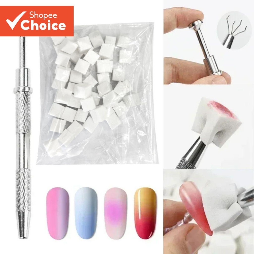 1Pc+50Pcs 1*1cm Small Nail Gradient Soft Sponge Design Square Drawing ...