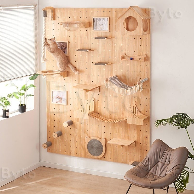 Cat Rack Byto Frame Condo Wall Type Hole Board Wall Solid Wood Climbing ...