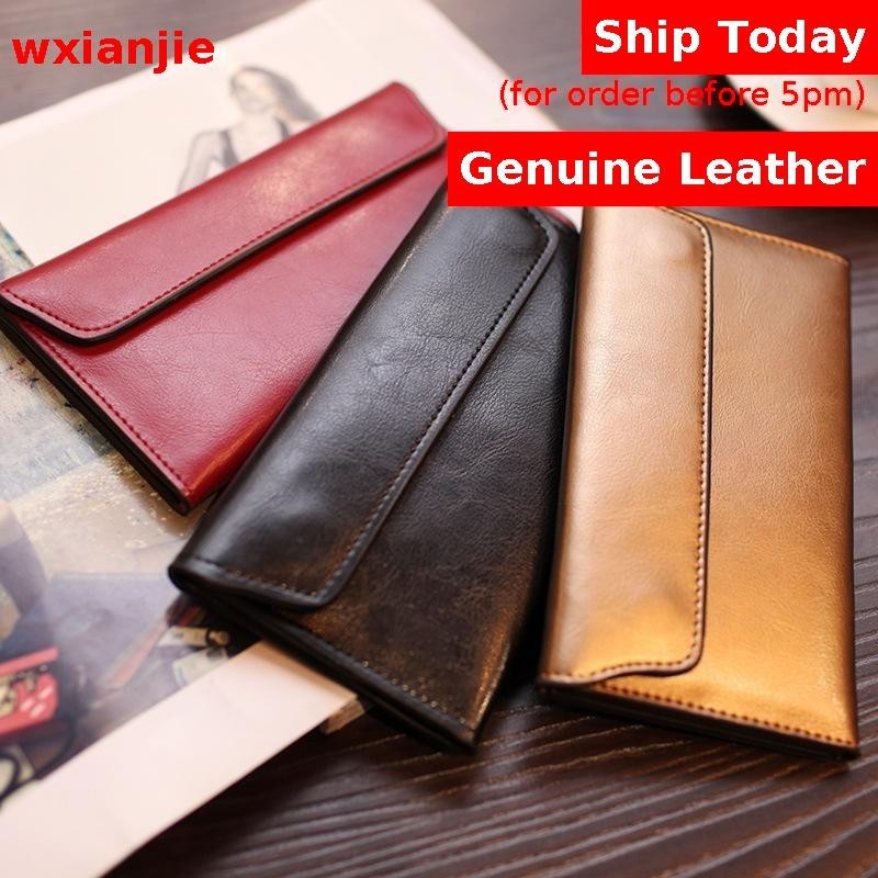 Classic European American Big Brand Long Wallet Women's Leather Buckle ...