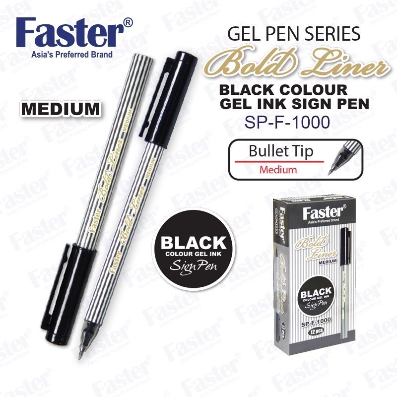 Faster SP-F-1000 Sign Pen Bold Liner Black Gel Ink 1.0mm ( 1PCS ...