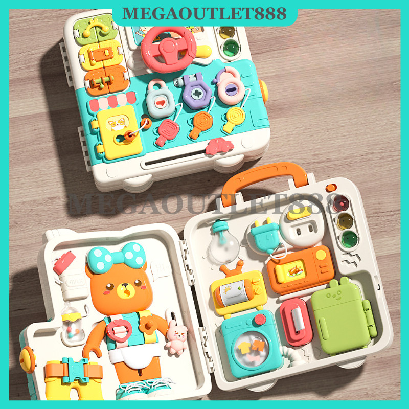 63-IN-1 Montessori Toys Sensory Busy Board Baby Practice Basic Skills ...