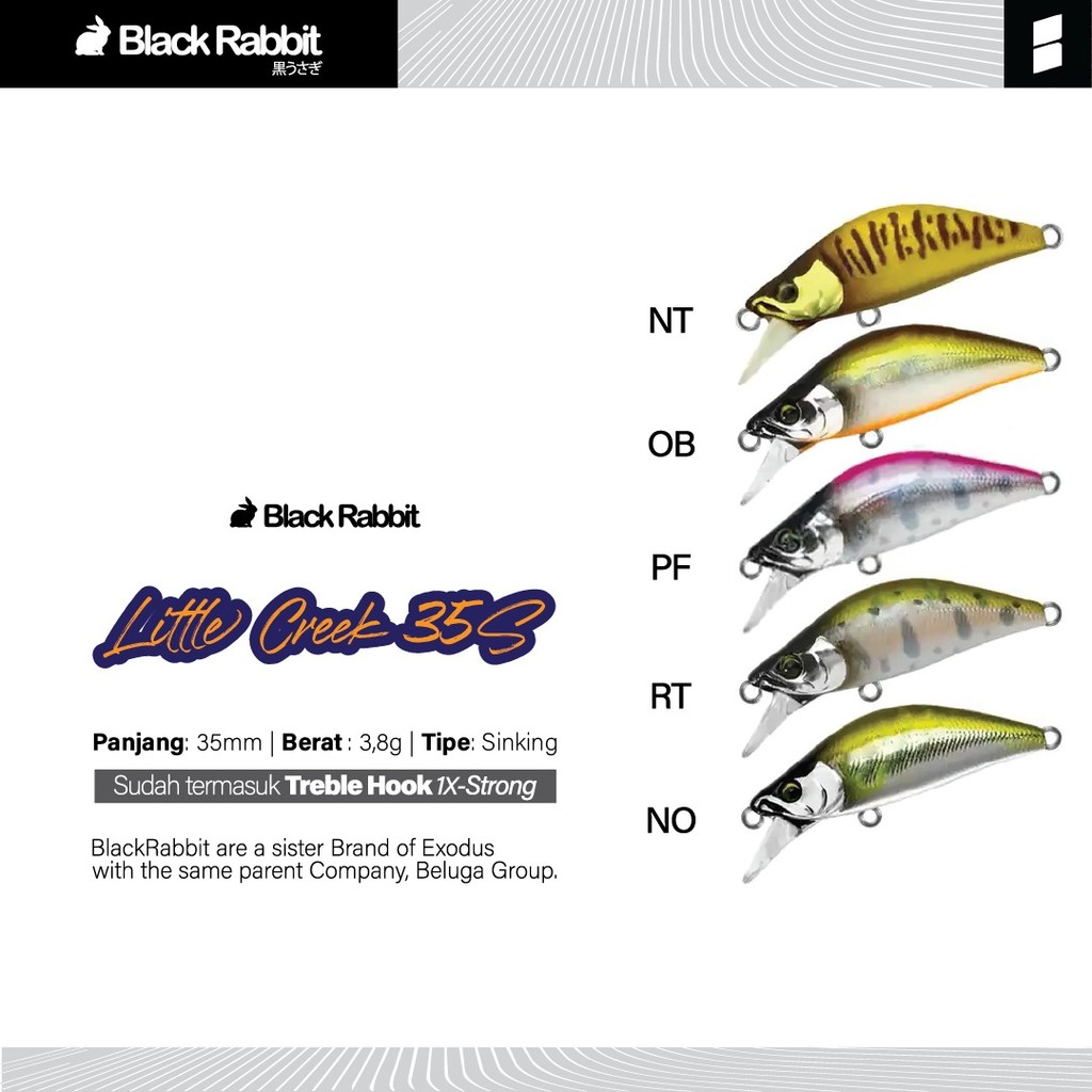 Lure EXODUS BLACK RABBIT LITTLE CREEK 35S PF | Shopee Malaysia