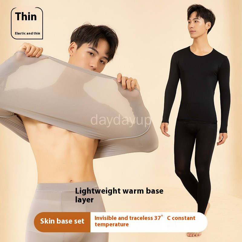 Men's Heat Tech Thermal Underwear Ultra-thin Hyaluronic Acid Moisturizing  Long Sleeved Long Pants Beauty Suit