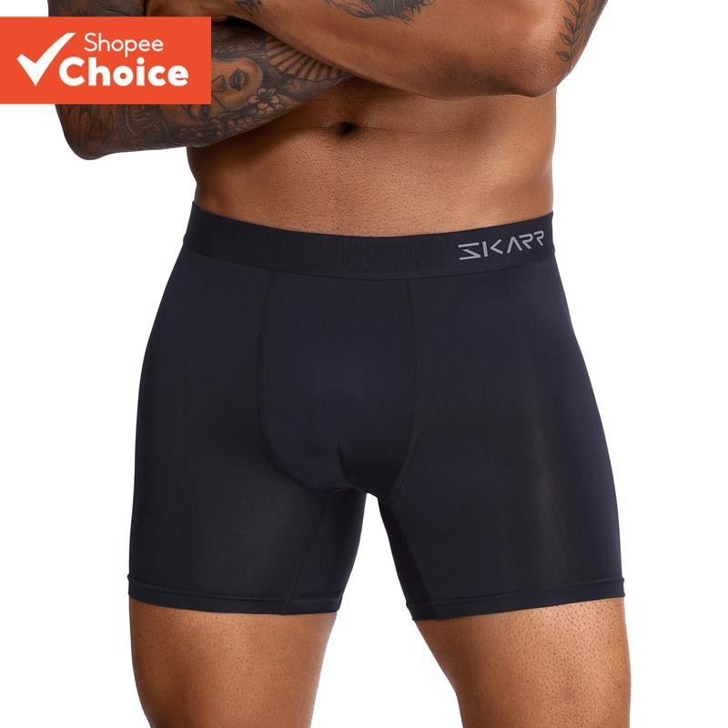 Men's Breathable Boxer Briefs - Single Pack Black Blue Underwear | Soft ...
