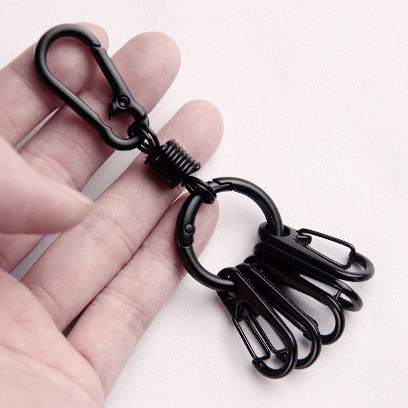 Black Key Hook Metal Car Keychain Anti-Lost Quick Hang Multi-Buckle ...