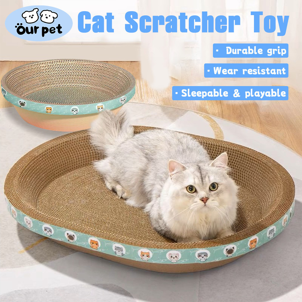 Oval/Round Cat Scratch Board For Big Cat Kitten Durable Scratch Cat Toy ...