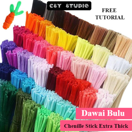 SUPER THICK GEBU Bunga Dawai Bulu Warna Kawat Bulu Bunga Gebu Murah ...