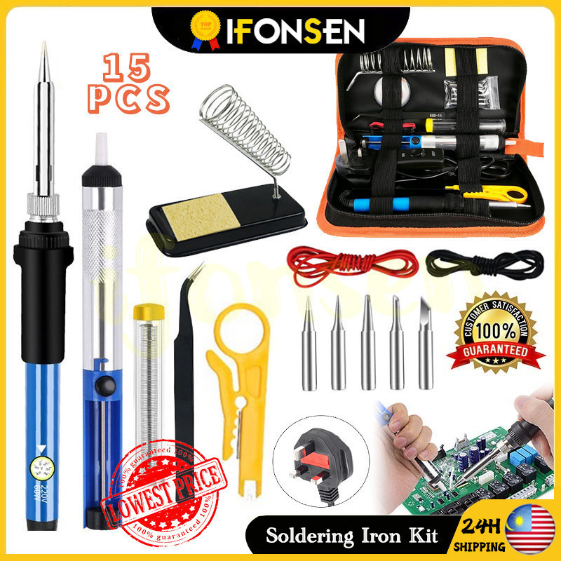 60W Adjustable Temperature Soldering Iron 936 Tips Station Solder Tools ...