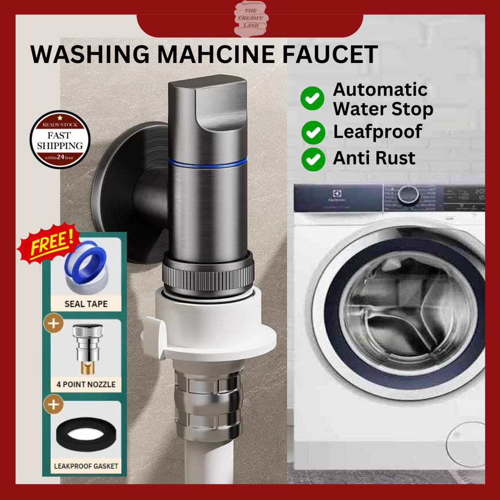 4/6 Points Stainless Steel Washing Machine Faucet Automatic Waterstop ...