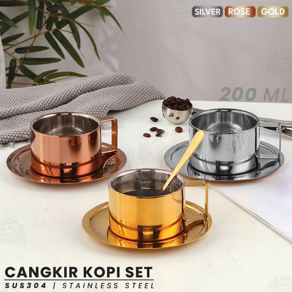 Sus 304 Stainless Steel Mug Cup Coffee Espresso Cappuccino Tea 1 Set ...