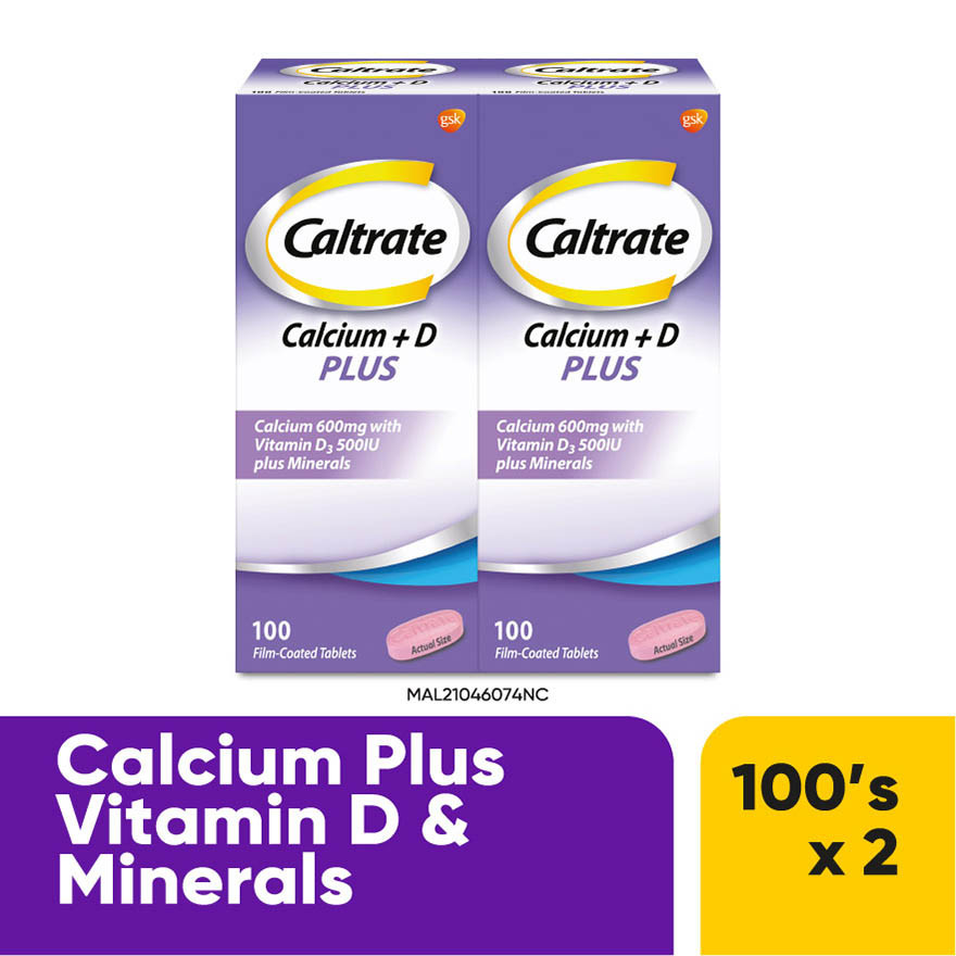 Caltrate 600 Plus Calcium with Vitamin D & Minerals (2 x 100's ...