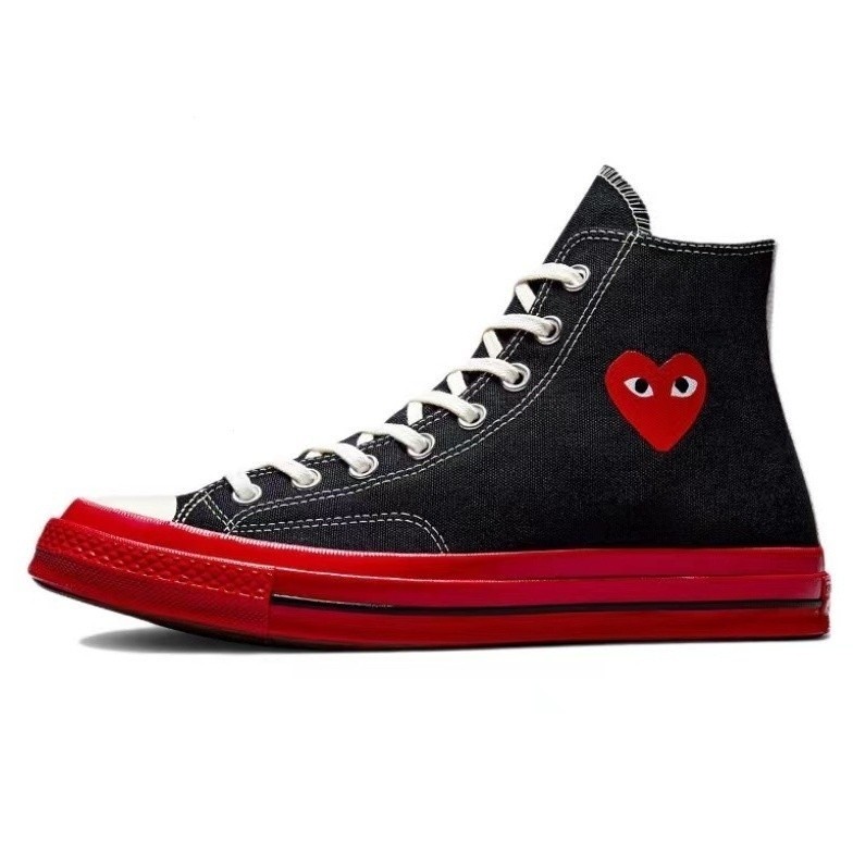 Converse comme des garcons main x chuck taylor semua bintang 1970s ox hitam dan merah krim kasut kanvas rendah atas Shopee Malaysia
