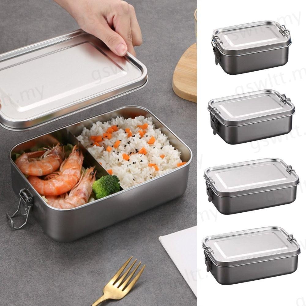GSWLTT Lunch Box, Square Stainless Steel Bento Box, Portable with Lid