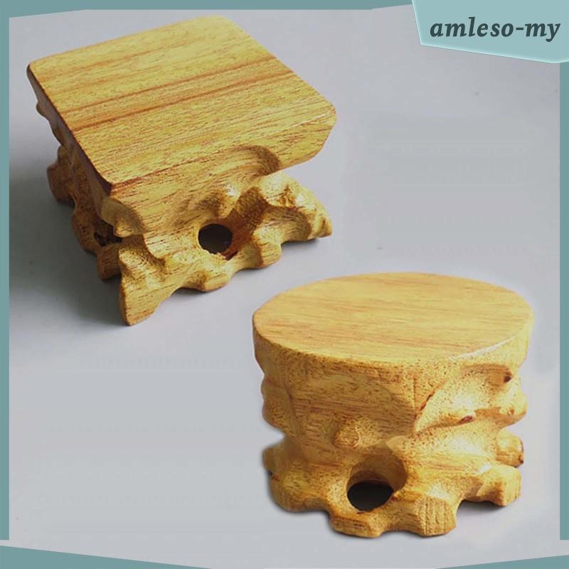 [AmlesoMY] Wooden Stone Display Stand Wooden Display Riser Small Bonsai ...