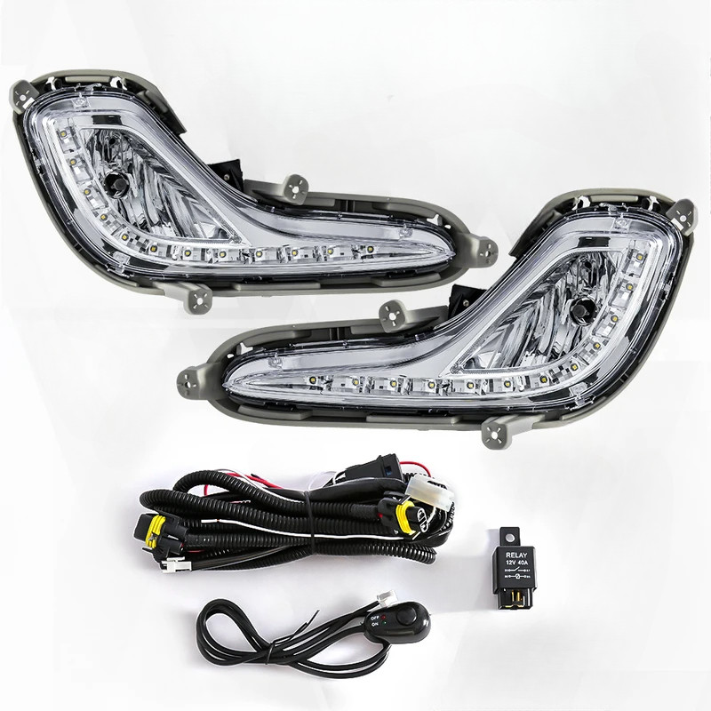 For Hyundai Elantra 2017-2018 Black Front Fog Light Bezel Lamp Frame Cover Trim