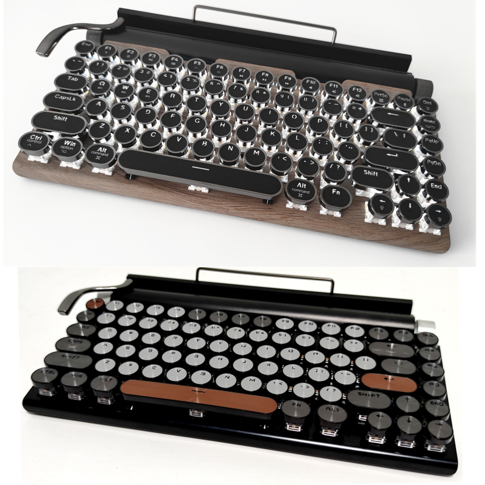 Typewriter Wireless Bluetooth Pink Steampunk Mechanical Keyboard Retro ...