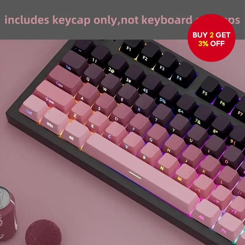 135 Key Full Set Keycaps Side Engraved Light PBT Material for ...