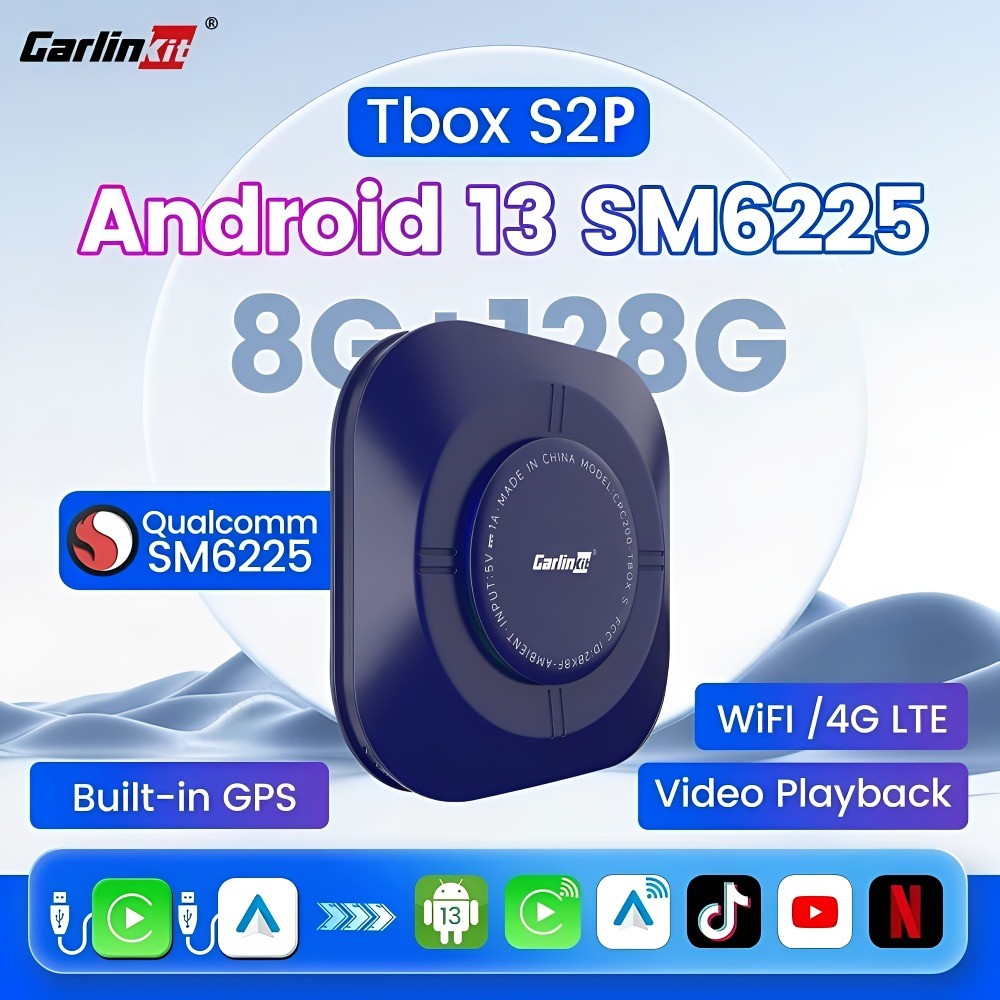 CarlinKit Android 13 Ai Box 8+128GB Snapdragon SM6225 8-Cores Wireless ...