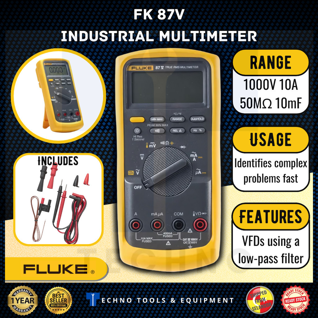 FLUKE 87V Industrial Multimeter - New & Original (FK 87-5) | Shopee ...