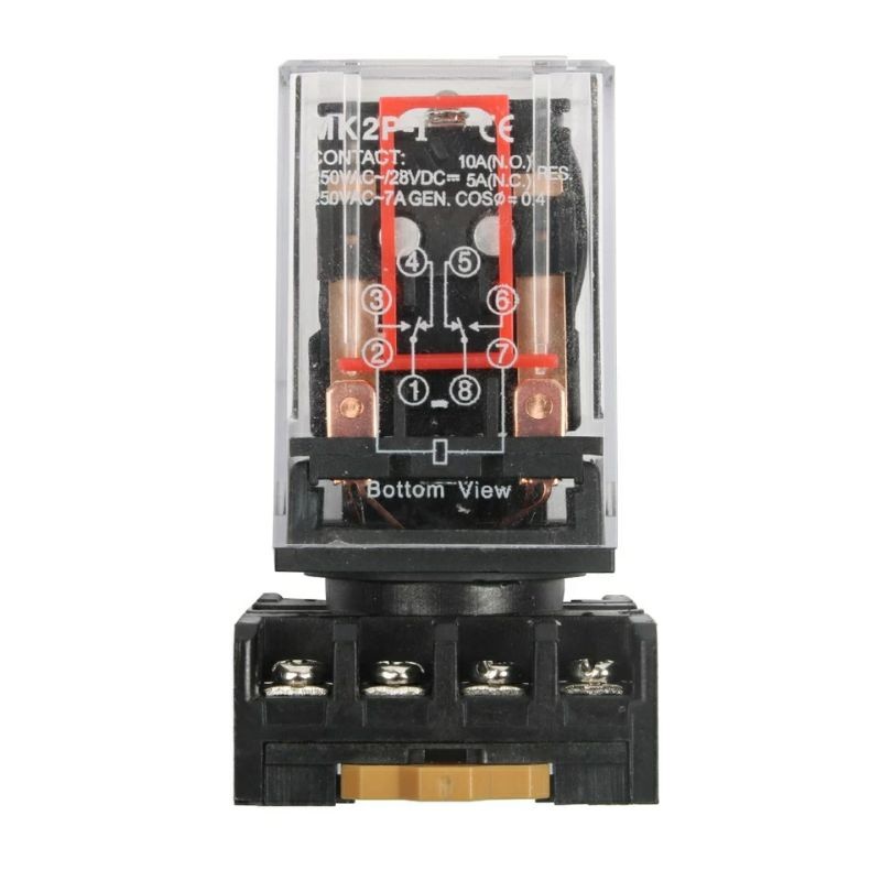 MK2P MK-2P Of New Relay Socket 8 PIN 2P 220V AC COIL Small ...