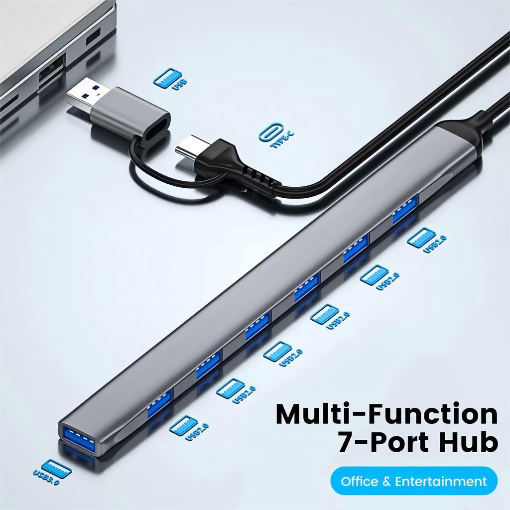USB Hubs 7 Ports USB A Splitter USB C Expander High Speed Transfer For ...