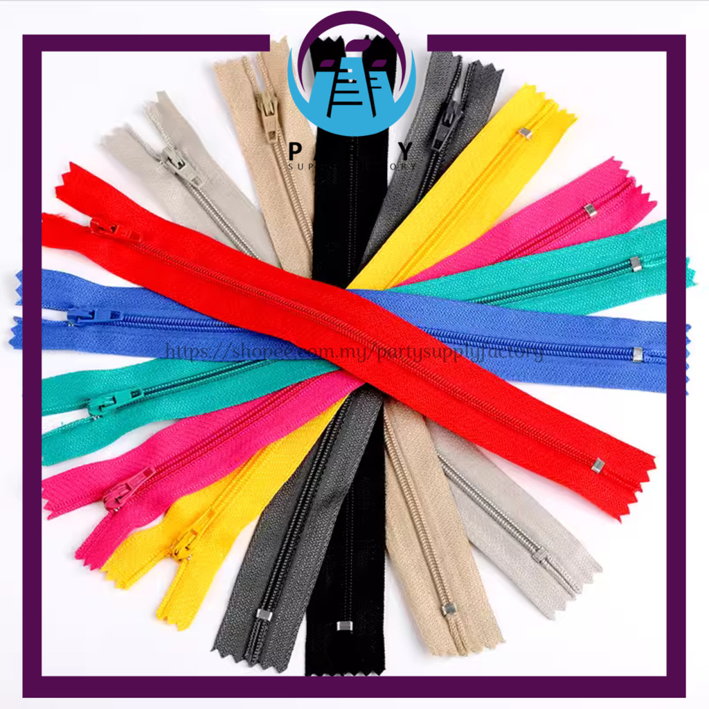 12PCS ZIP KAIN BIASA / ZIP BIASA 10 INCI 12 INCH 14 INCH 16 INCH 18 ...