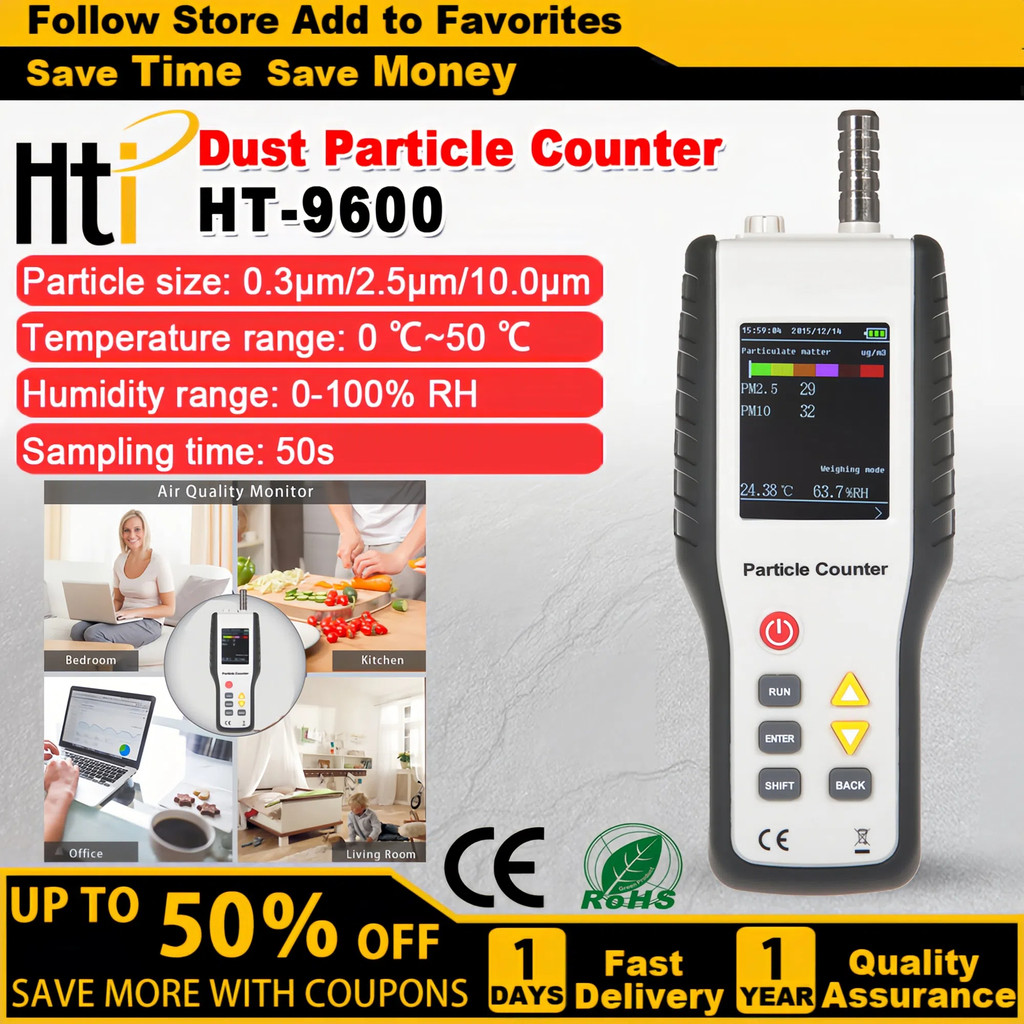 HTI HT-9600 Digital LCD Display Air Quality Monitor Detector PM10 And ...
