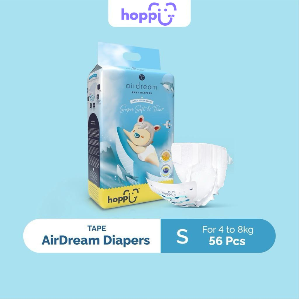 Hoppi Airdream Baby Diapers Tape S (56 Packs) | Shopee Malaysia