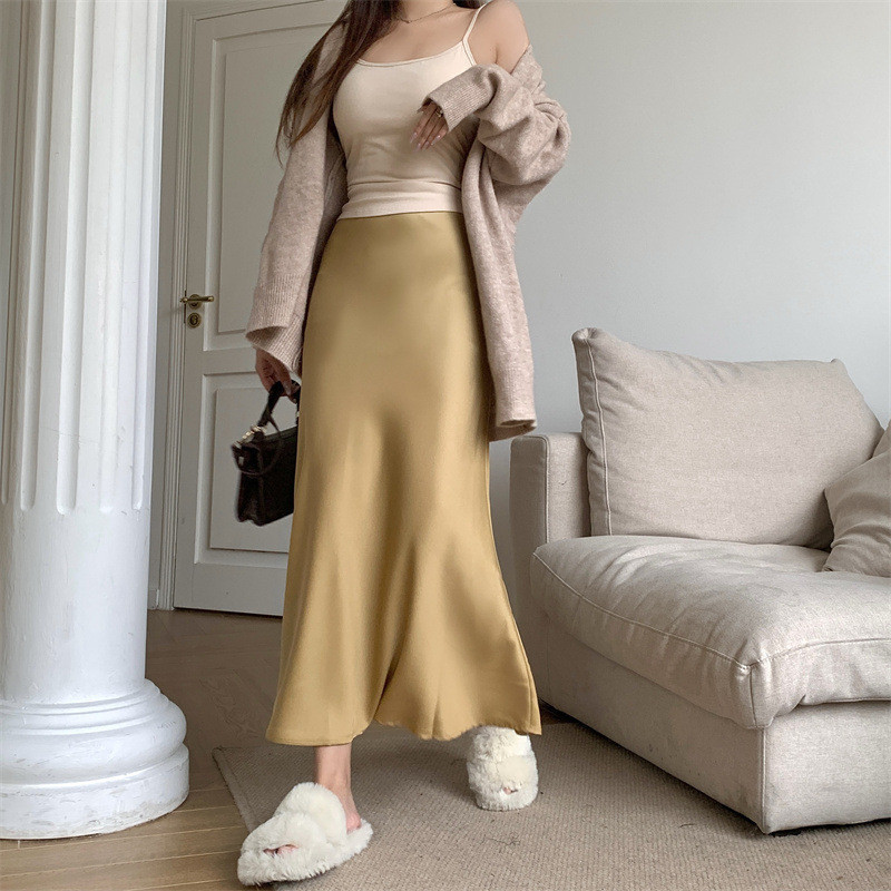 Retro High Waist Slim Bag Hip Long Fishtail Skirt