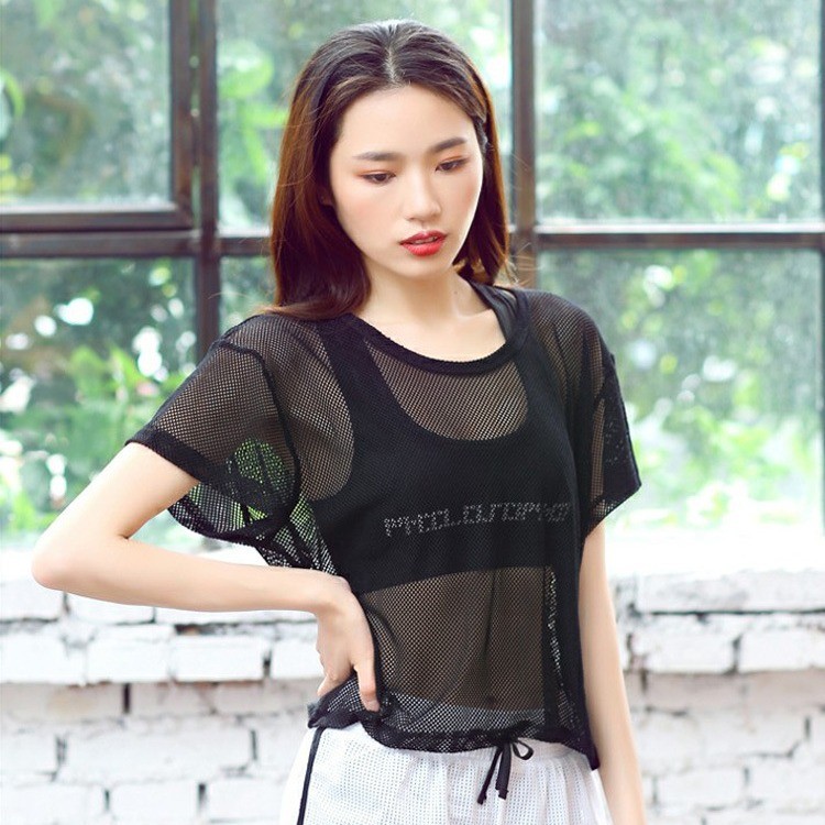New Style QuickDrying Loose Breathable Fitness tShirt Mesh Yoga Wear