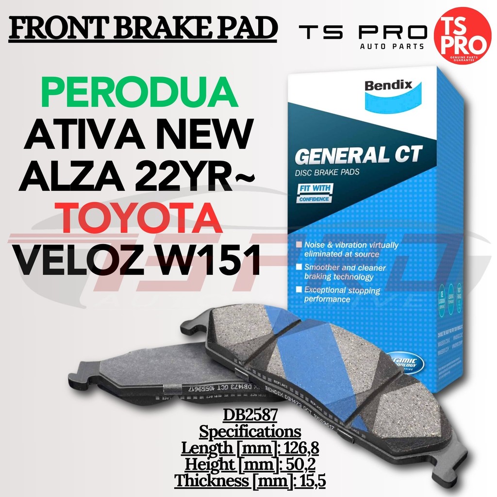 Perodua Ativa New Alza 22yr~ Toyota Veloz W151 Bendix Front Disk Brake ...