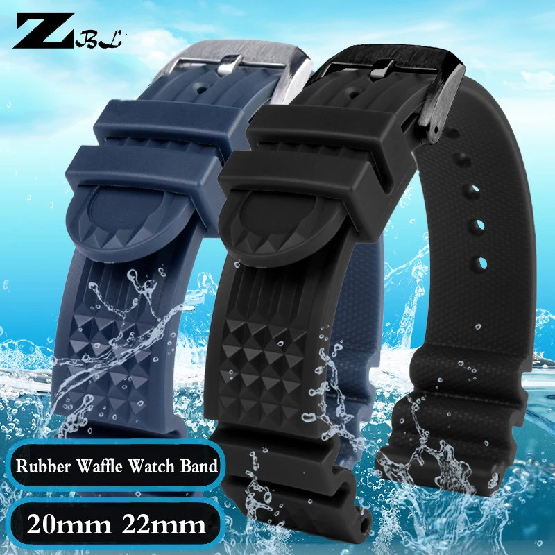 Bracelet Silicone Seiko 22mm – Bleu – Pour SKX007, Prospex, 5 Sports