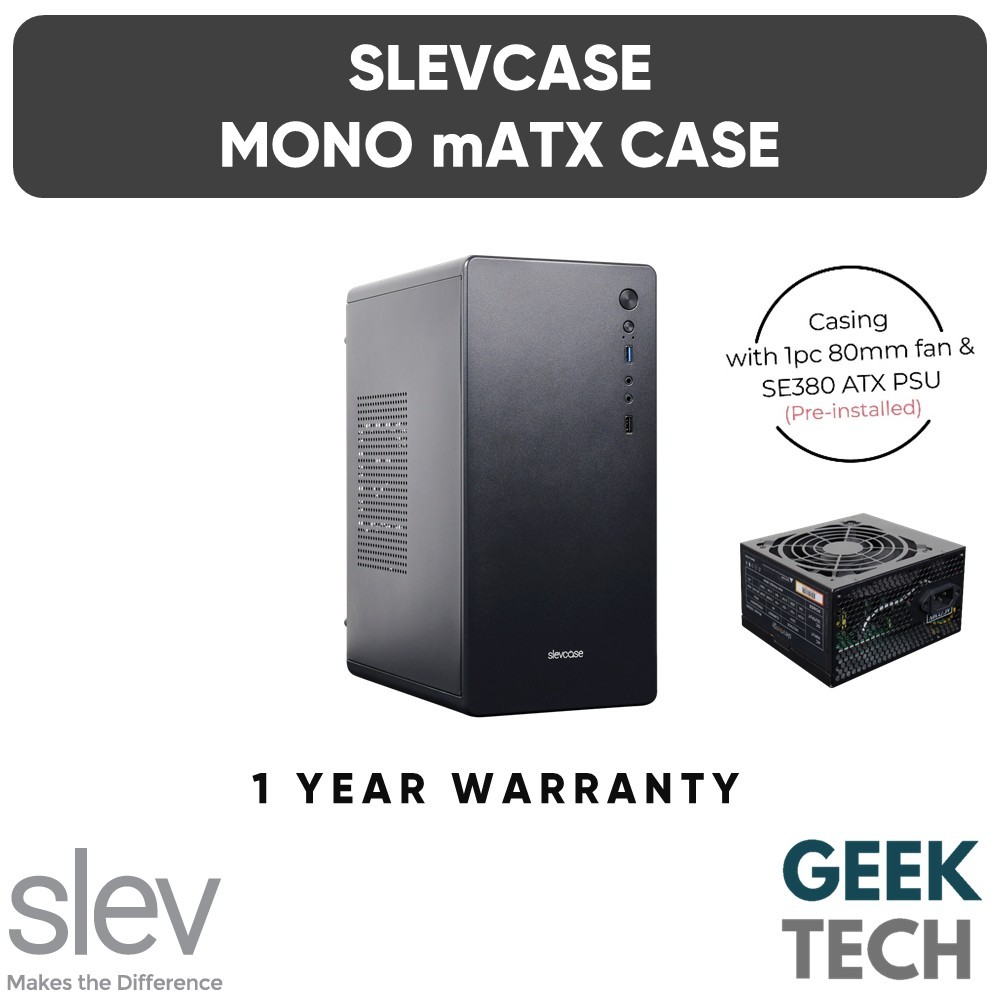 SLEVCASE Mono Micro ATX Casing with SE380 Power Supply & 80mm Cooling ...