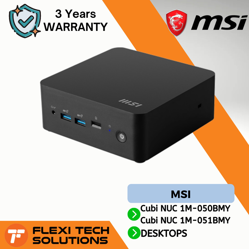 Flexi Tech MSI Cubi NUC 1M-050BMY / 1M-051BMY Barebone Desktop w/ Intel ...