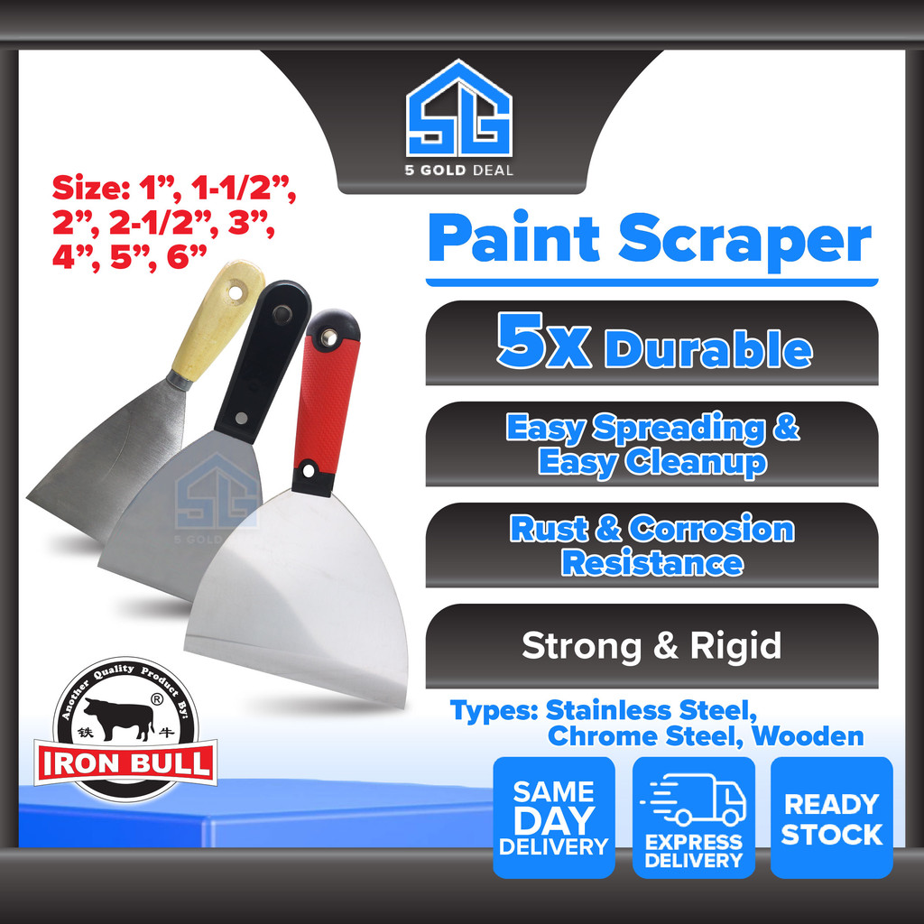 IRON BULL Scraper Stainless Steel Wall Scraper Chrome Steel Scraper ...