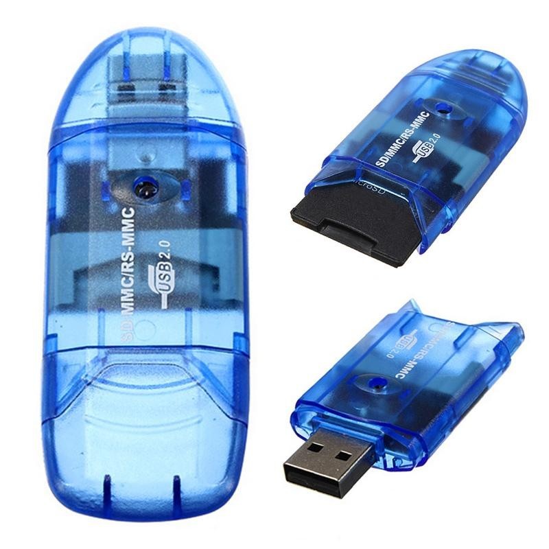 Mmc/sd/sdhc Card Reader Blue Double Cap Usb 2.0 To 64gb Sd Sdhc Tf ...